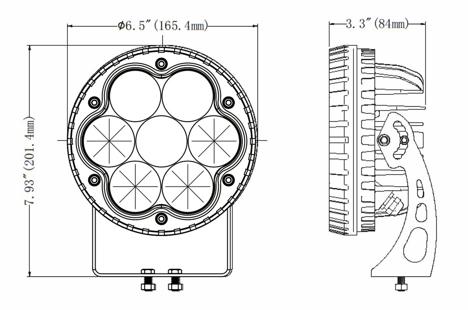 LED 7x10W prac.světlo, 9-32V, kulaté 166mm