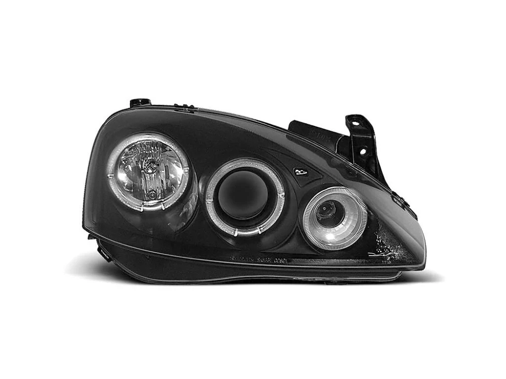 Přední světla Opel Corsa C 01-06 Angel Eyes - černé
