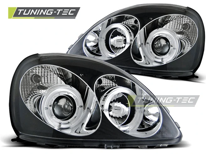Přední světla Toyota Yaris 98-04 Angel Eyes - černé