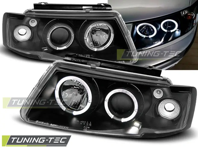 Světla přední VW PASSAT B5 3B 11.96-08.00 ANGEL EYES BLACK