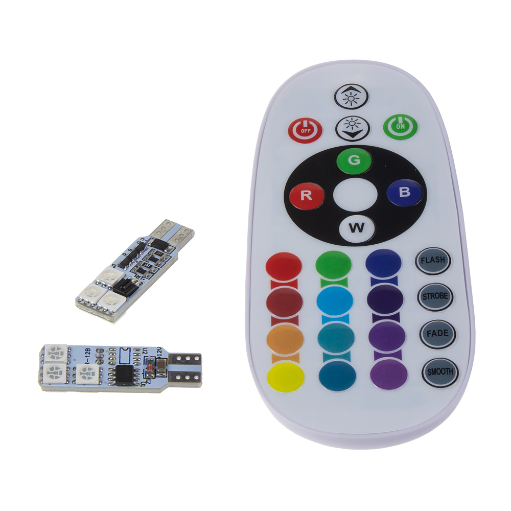 LED žárovky T10 RGB, 12V, 6LED/5050SMD