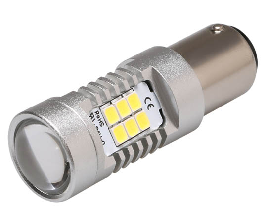 LED BA15s bílá, 12-24V, 21LED/2835SMD