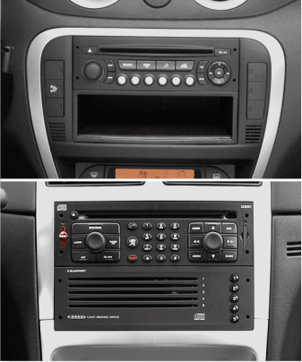 2DIN redukce pro Renault Laguna II, Peugeot 207, 307, Superb, Citroën C2, C3, Fi