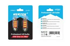LED sufitové žárovka s chladičem 12 SMD CAN-BUS 4014 - délka 39 mm, 12-24V