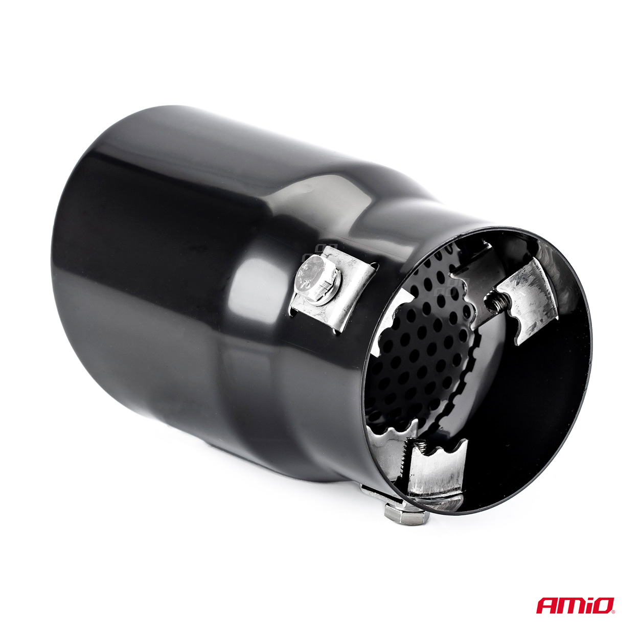 Koncovka výfuku AMIO MT 017 BLACK, průměr 76 mm, kulatá