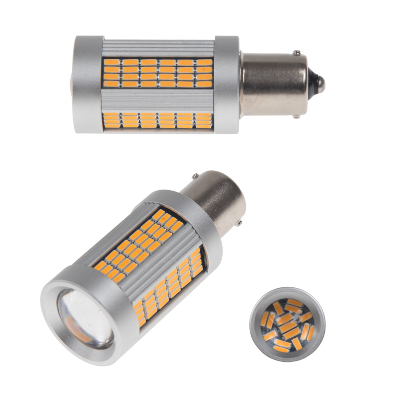 LED BA15s oranžová, 12-24V, 135LED/4014SMD
