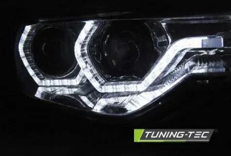 PŘEDNÍ SVĚTLA BMW 3 F30, F31 S LED ANGEL EYES DRL 2010-2015 CHROMOVÁ