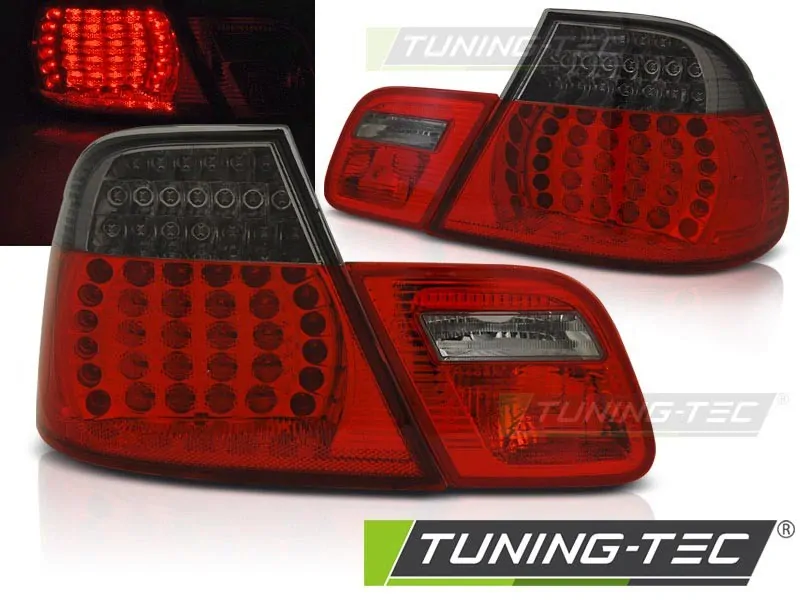 ZADNÍ SVĚTLA, SVĚTLOMETY, LAMPY BMW E46 COUPE, 2003-2006, LED, ČERVENÁ, KOUŘOVÁ