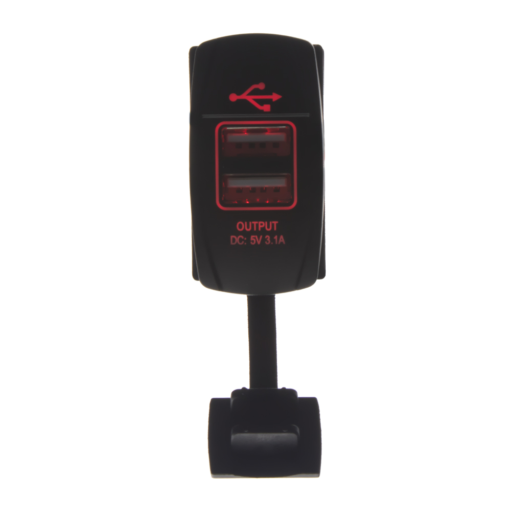 2 slot USB zásuvka "Rocker", červené podsvícení