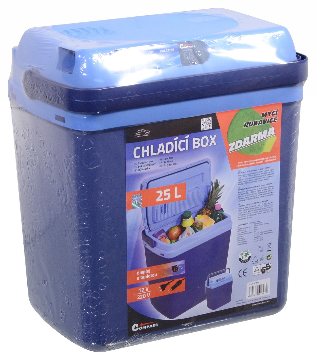Chladící box COMPASS s LED displejem, objem 25 L, 12/220V