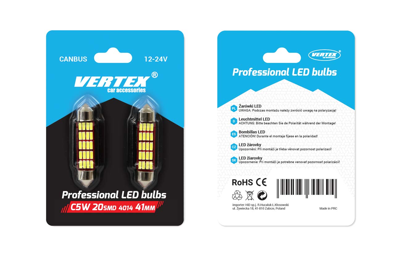 CAN-BUS SUFITOVÉ ŽÁROVKY S CHLADIČEM, SMD LED 4014 - DÉLKA 41 MM - BÍLÉ