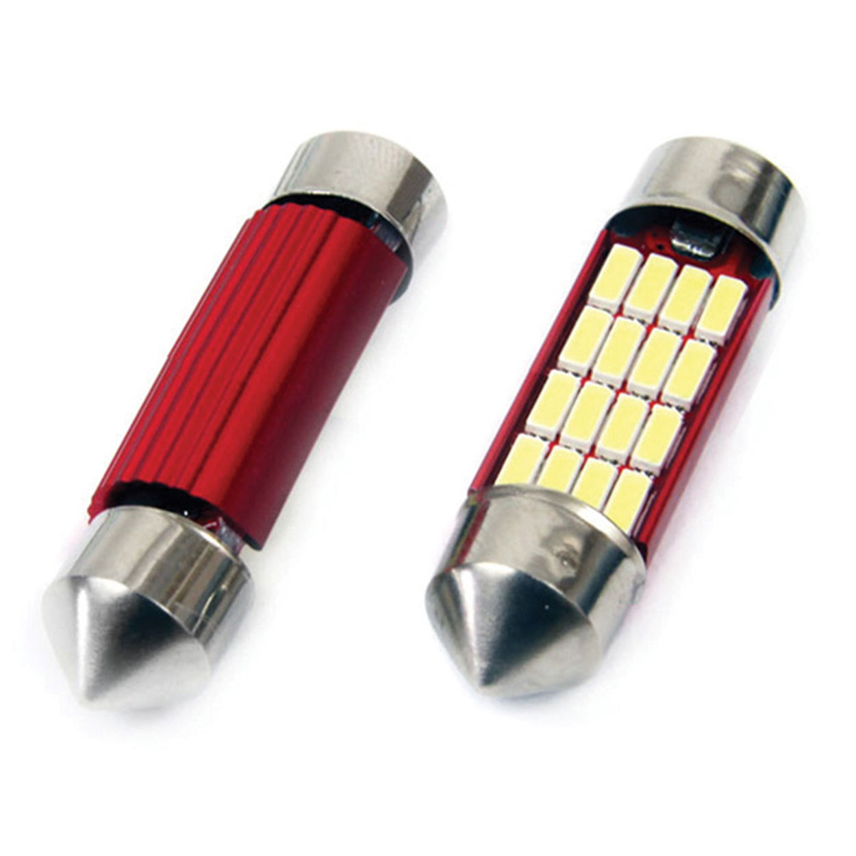 CAN-BUS SUFITOVÉ ŽÁROVKY S CHLADIČEM 16 SMD LED 4014 - DÉLKA 39 MM - BÍLÉ  AMIO, 2 KUSY
