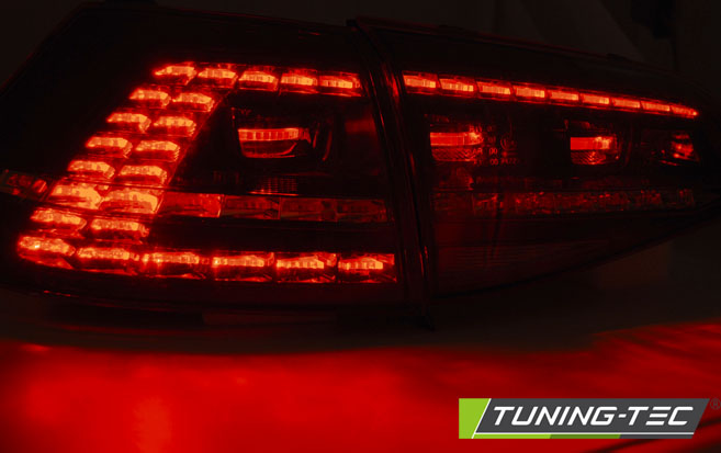ZADNÍ SVĚTLA LED VW GOLF 7, 2013-, GTI LOOK ČERVENÁ,KOUŘOVÁ S DYNAMICKÝM BLINKREM