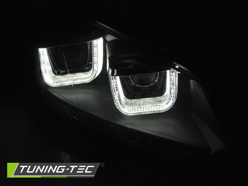 Přední světla VW Golf 6, 2008-2012, u-type s led dynamickým blinkrem, černá