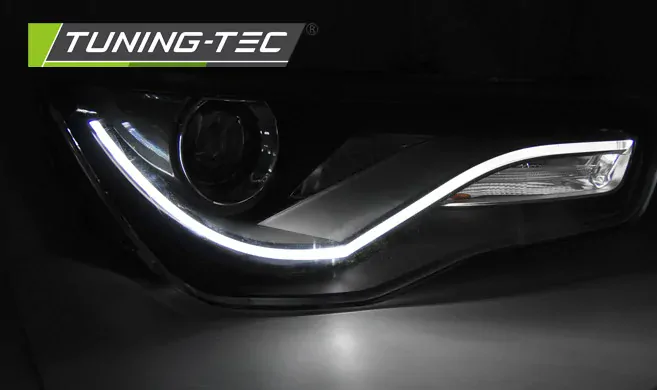 PŘEDNÍ SVĚTLA AUDI A1, 2010-2014, LED DRL TRU, ČERNÉ BLACK