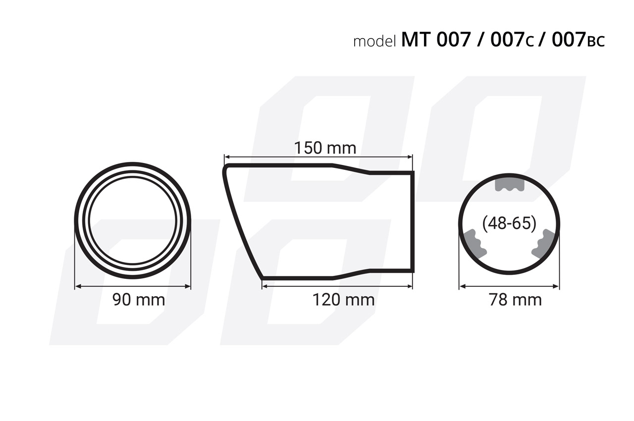 Kulatá Koncovka výfuku AMIO BLACK CHROME 90 mm MT 007BC