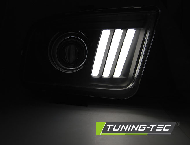 PŘEDNÍ SVĚTLA FORD MUSTANG 2004-2009, TUBE LIGHT ČERNÉ
