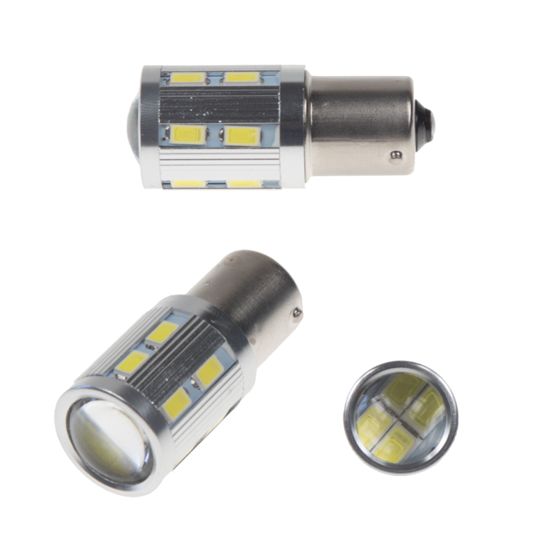 LED BA15s bílá, 12-24V, 16LED/5730SMD