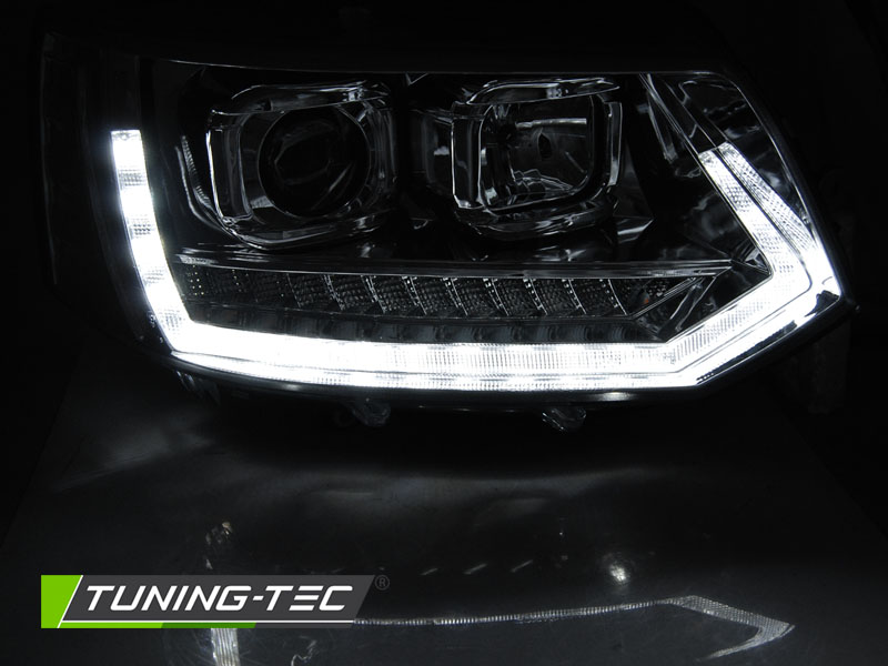 PŘEDNÍ SVĚTLOMETY, SVĚTLA, LAMPY VW T5, 2010-2015, TUBE LIGHT, DYNAMIC, CHROM