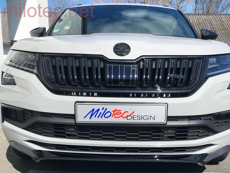 Přední spoiler - černý lesklý "klavírlak", Kodiaq RS / Sportline