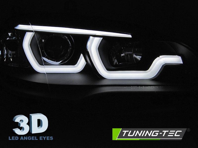 PŘEDNÍ SVĚTLA BMW X5, E70, 2007-2013, DRL, LED ANGEL EYES, ČERNÉ