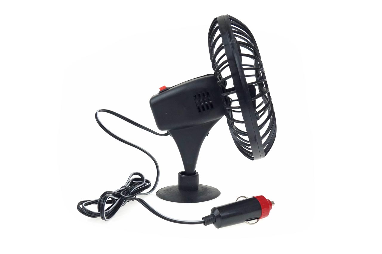 VENTILÁTOR DO AUTA 12V - PLASTOVÝ S PŘISAVKOU - AMIO