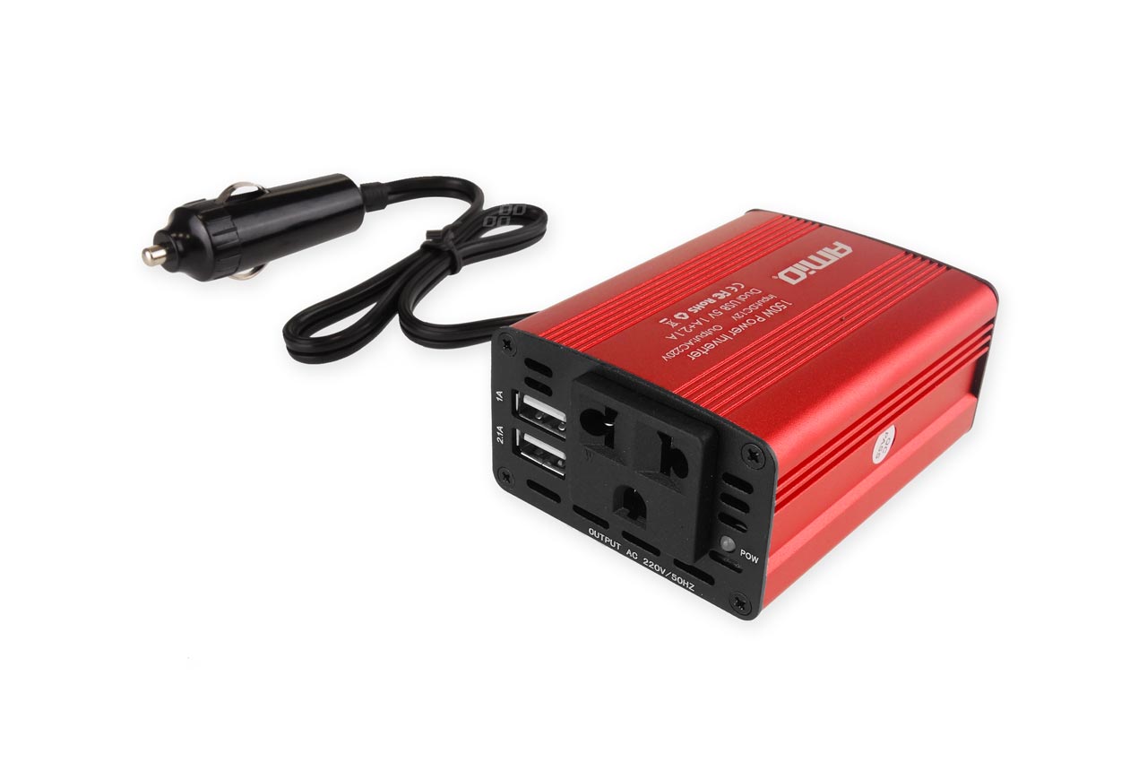 Měnič napětí AMiO 12V/230V 150W/300W 2xUSB PI01