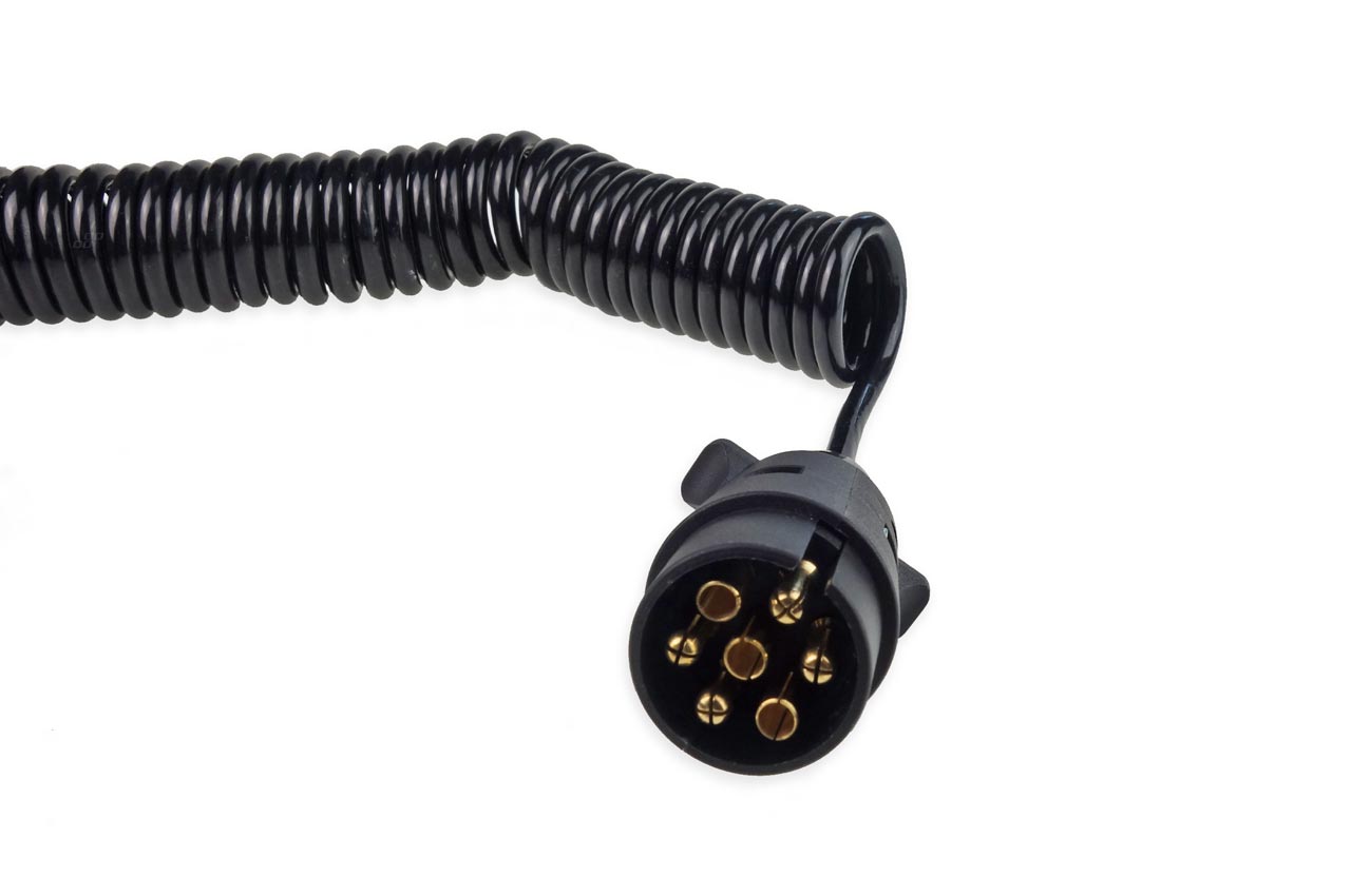 PROPOJOVACÍ SPIRÁLOVÝ KABEL 2 X 7-PIN S PLASTOVÝMI ZÁSTRČKAMI, DÉLKA 6 METRŮ - AMIO