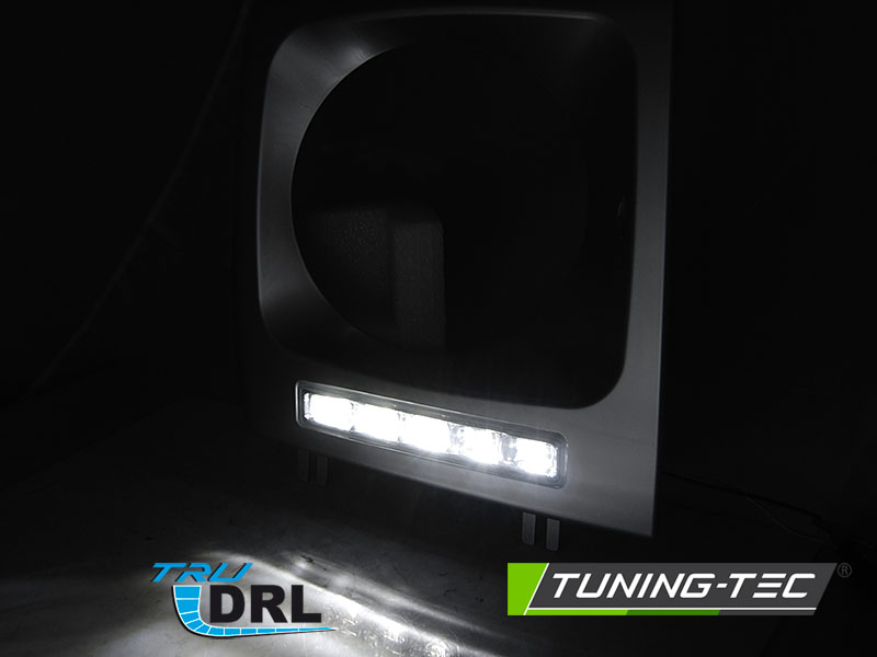 RÁMY SVĚTLOMETŮ S DENNÍM SVÍCENÍM, MERCEDES W461, W463, 2001-2012, LED DRL, STŘÍBRNÉ
