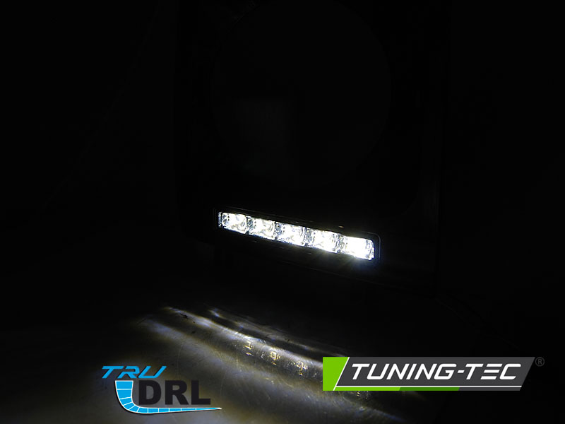 RÁMY SVĚTLOMETŮ S DENNÍM SVÍCENÍM, MERCEDES W461, W463, 2001-2012, LED DRL, ČERNÉ