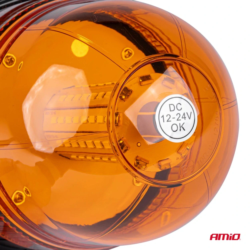 Výstražný LED maják 12/24V - oranžový, magnet - 60 LED s homologací E13 - Amio