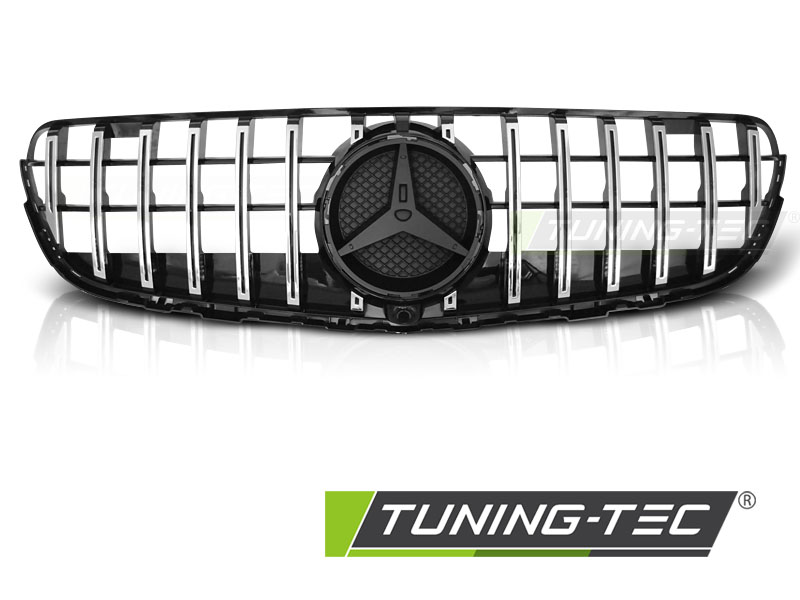 PŘEDNÍ MASKA MERCEDES GLC W253 2015-, GT-R STYL, CHROMOVĚ LESKLÁ ČERNÁ
