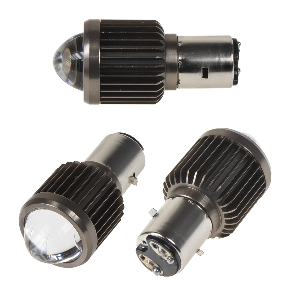 LED BA20 žlutá / bílá, 12 V, motocyklová s čočkou