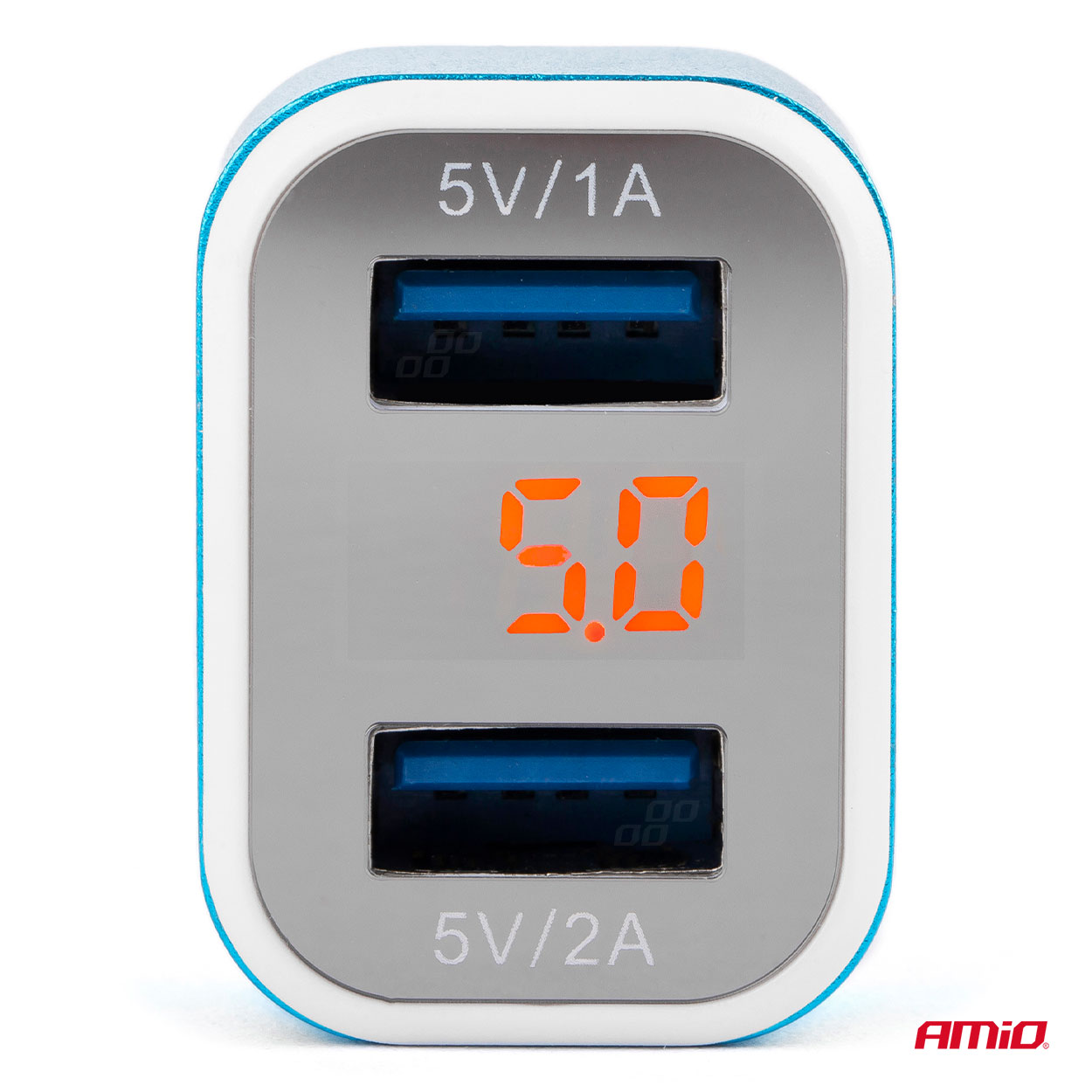 Autonabíječka mobilního telefonu s 2xUSB + tester napětí akumulátoru TEST-04