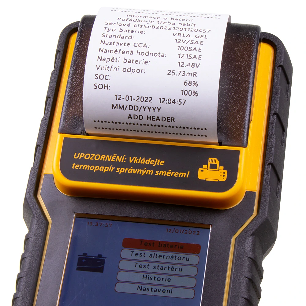 Tester akumulátorů CarClever s tiskárnou 3v1