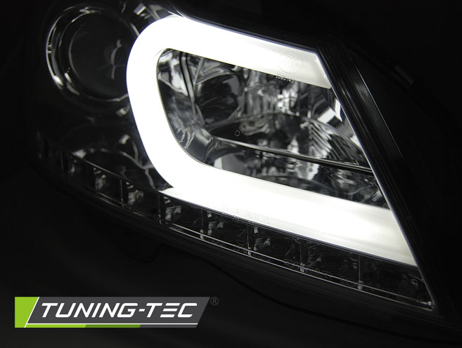 PŘEDNÍ SVĚTLA, LAMPY, LED SVĚTLOMETY MERCEDES C-CLASS W204, 2011-2014, TUBELIGHT, CHROMOVÉ