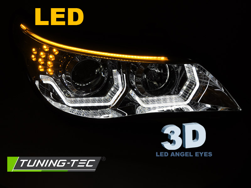 Přední světlomety ANGEL EYES LED 3D CHROME fits BMW E60 E61 03-07