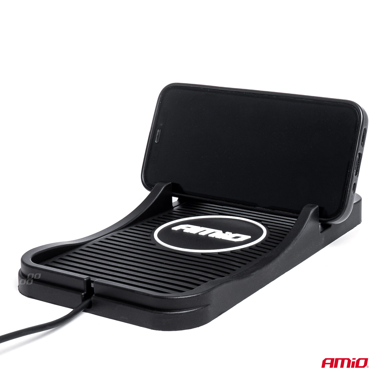 Bezdrátová Qi nabíječka do auta AMIO 3.0 15W s USB, 186x103 mm