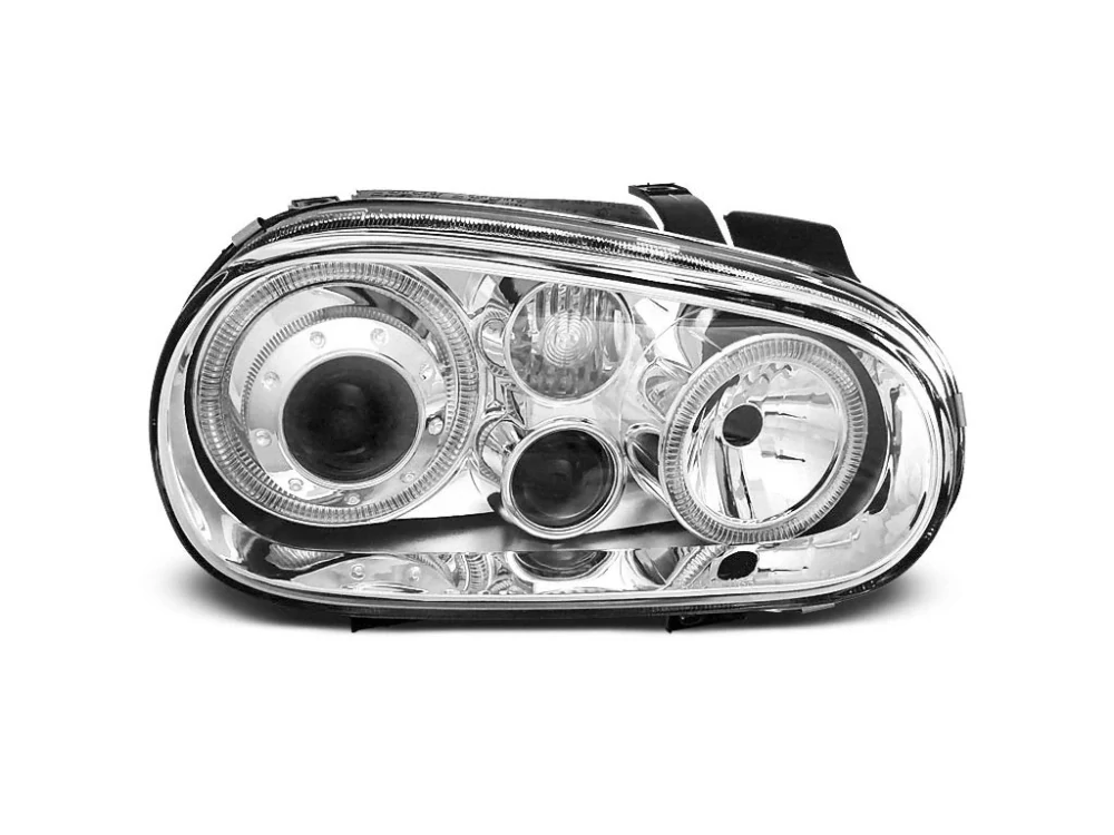 Přední světla VW Golf IV 98-03 Angel Eyes - chrom