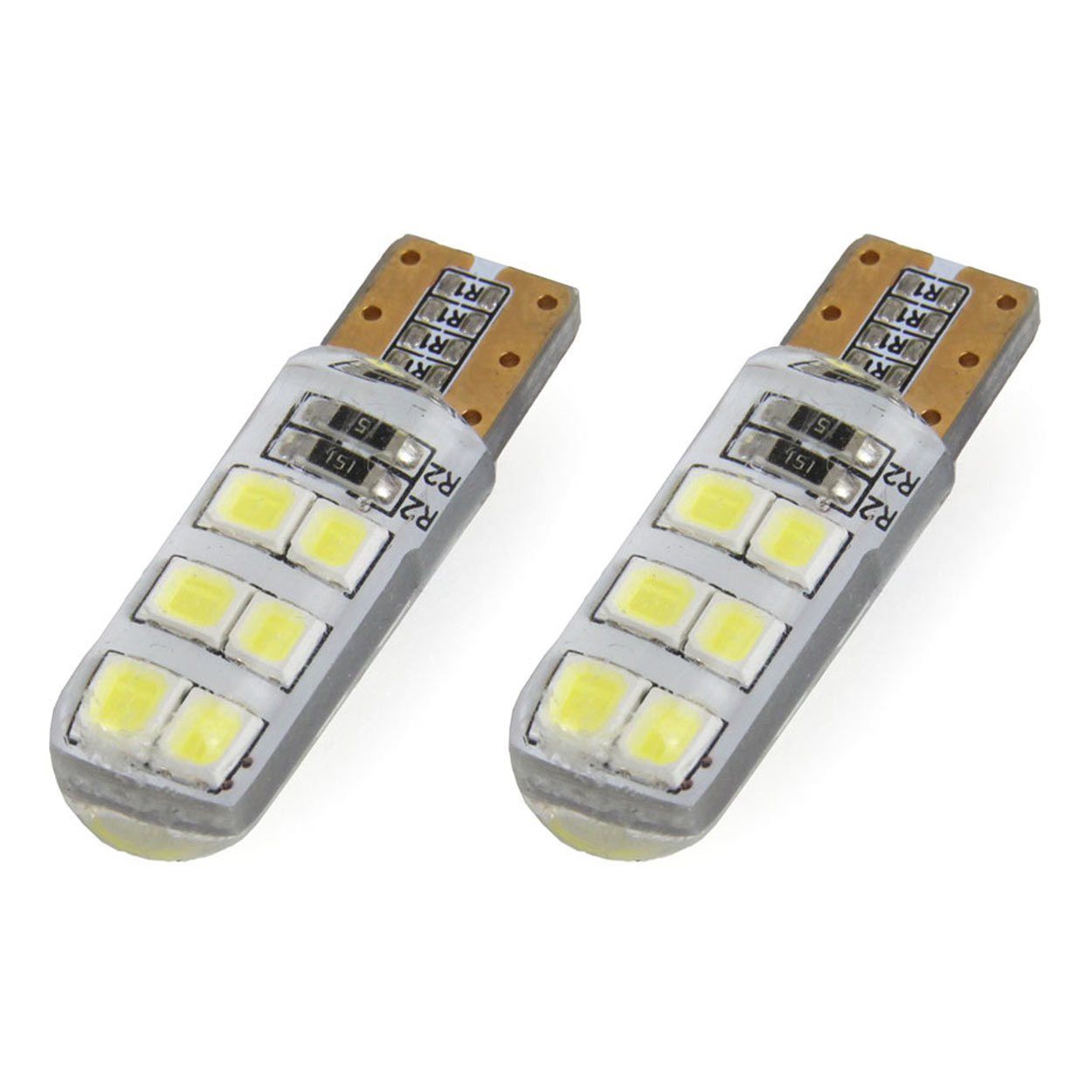 LED ŽÁROVKY T10 (W5W) 12SMD 2835 SILIKON, 12V - BÍLÁ 2KS