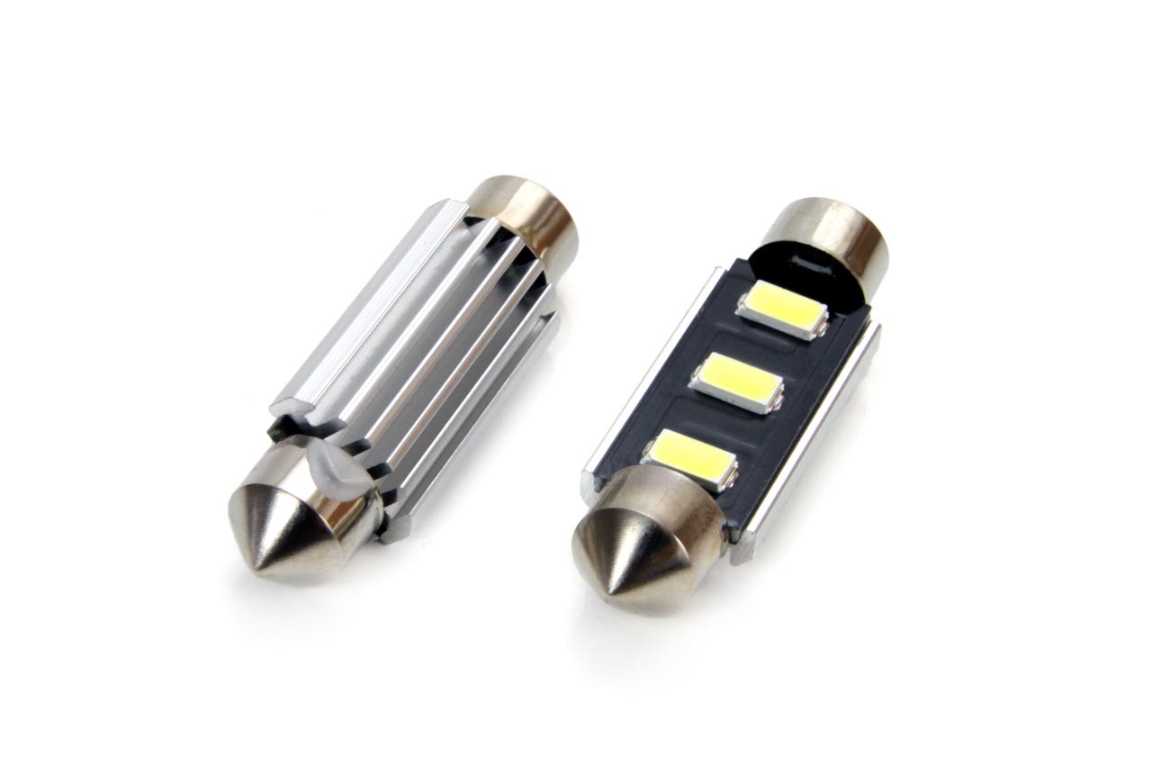 LED sufitové žárovky s chladičem 3 SMD LED , 41 mm, bílé - 2KS
