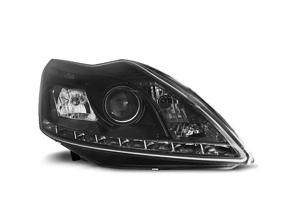 PŘEDNÍ SVĚTLA, SVĚTLOMETY, LAMPY FORD FOCUS II, 2008-2010, ČERNÉ, LED PARKOVACÍ SVĚTLO