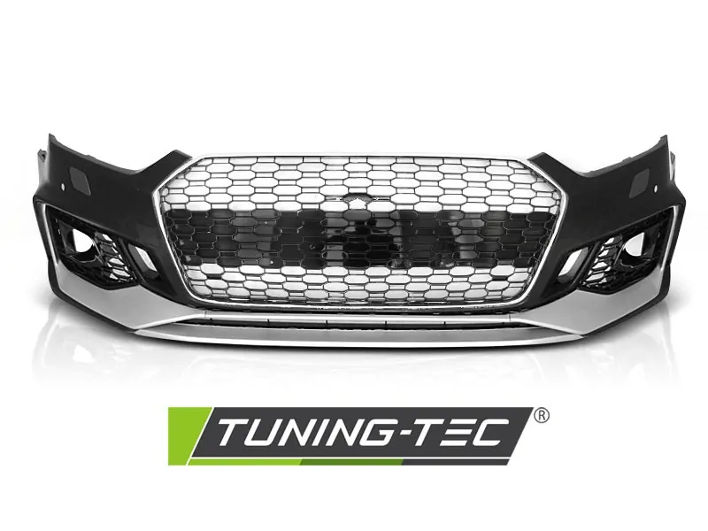 PŘEDNÍ NÁRAZNÍK AUDI A5 2018-, RS5 STYLE, CHROMOVÁ STŘÍBRNÁ S PDC