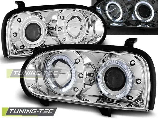 PŘEDNÍ SVĚTLA VOLKSWAGEN GOLF 3, 1992-1998, ANGEL EYES, CHROM