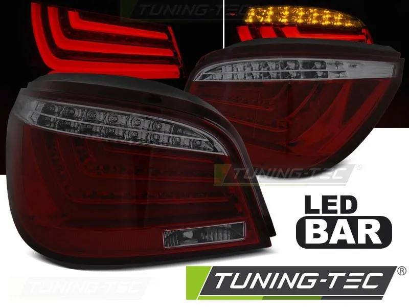 ZADNÍ SVĚTLA BMW E60, LED BAR, 2003-2007, ČERVENÉ, KOUŘOVÉ