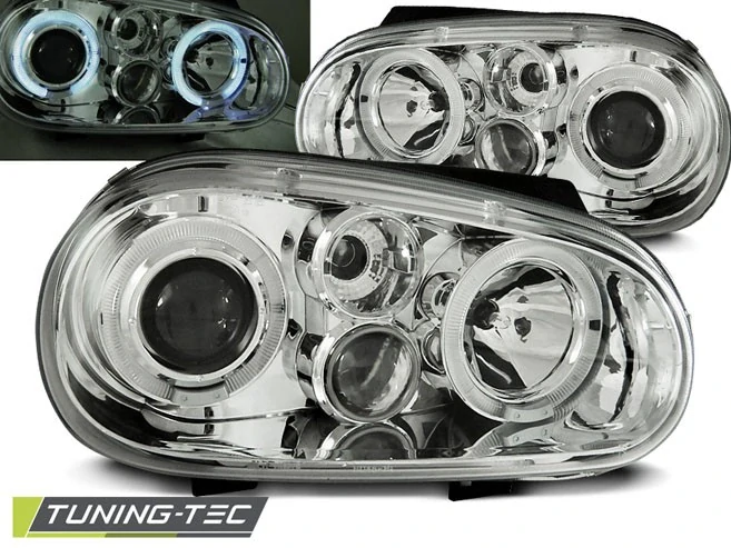 PŘEDNÍ SVĚTLA VOLKSWAGEN GOLF 4, 1998-2003, ANGEL EYES, CHROM