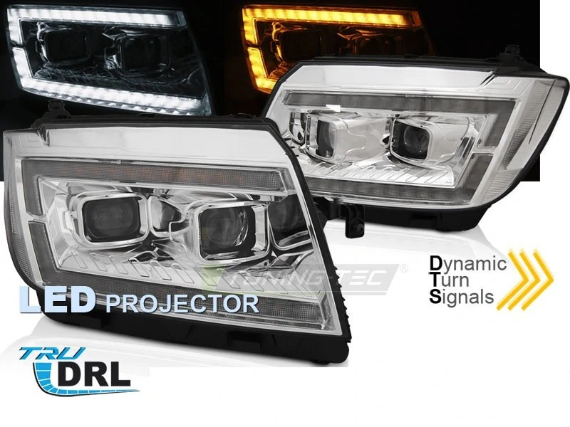 Přední světla VW Crafter II 2017- chrom TUBE LIGHT DRL SEQ