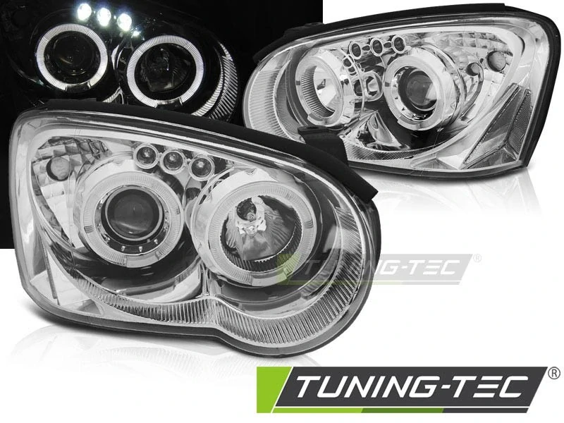 Přední světla Subaru Impreza 2003-2005, Angel Eyes, chrom