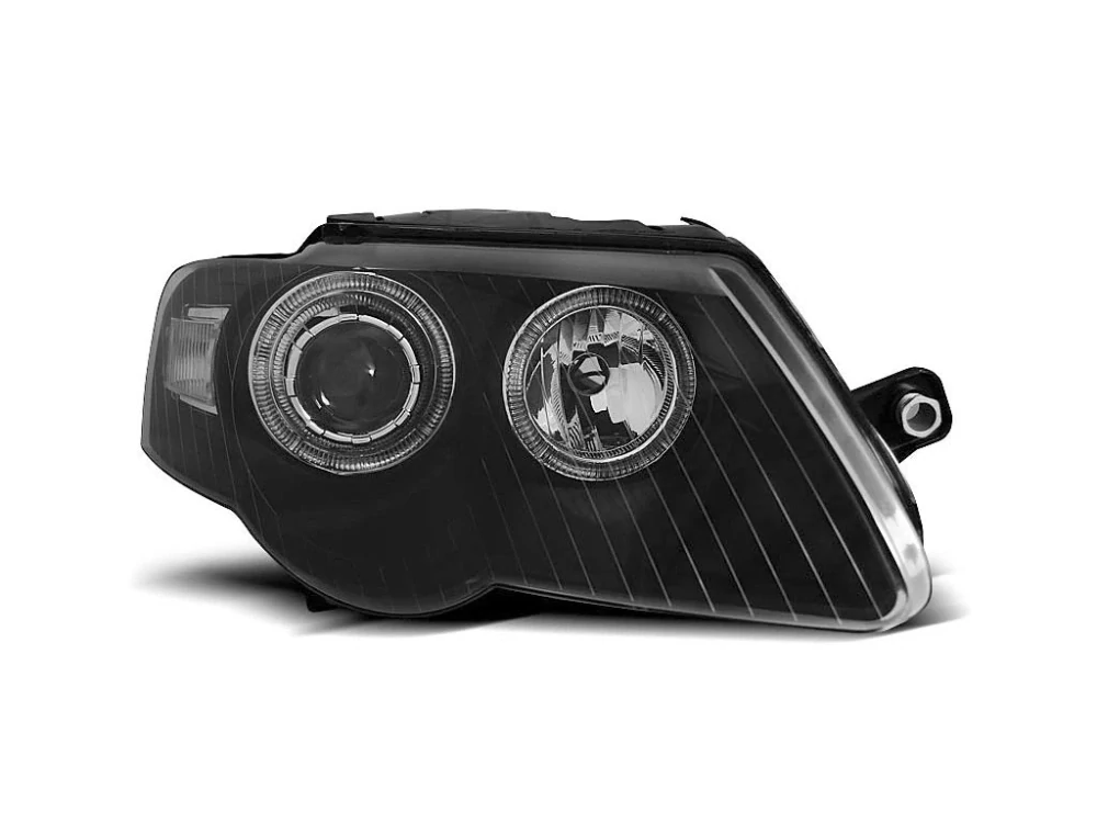 Přední světlomety, světla, lampy Volkswagen Passat 3C, 2005-2010, Angel Eyes, černé, AKCE