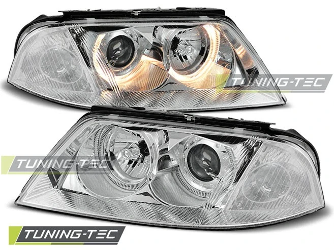 Přední světla Volkswagen Passat 3BG, 2001-2004, Angel Eyes, chrom LPVW33